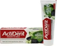 Зубная паста ACTIDENT Ultra White 100г Уголь и Алоэ вера отбеливающая без триклозана