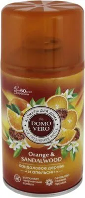 Освежитель воздуха DOMOVERO 250мл сменный баллон (Сандаловое дерево и апельсин)
