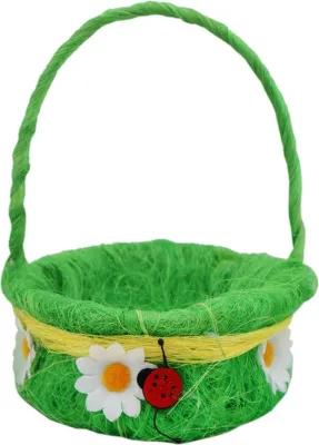 Корзинка пасхальная Божья коровка 14х23см круглая, с ручкой