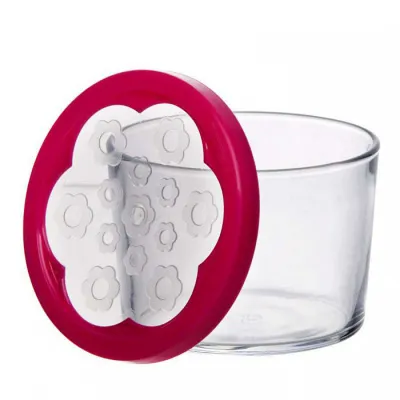 Банка BASIC 220мл с крышкой малая  (фуксия)