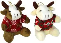 коричневый плюшевый бычок в свитере 9x8x10см