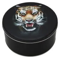 банка жестяная, 1700мл, тигр на черном, круглая средняя, d167х78мм