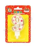 Свеча для торта Цифра розовый горошек