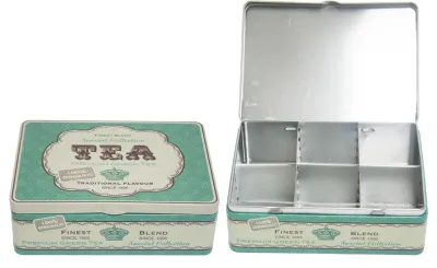 Банка жестяная 1820мл Tea с разделителем  (С зел. // 180120)