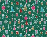 Бумага упаковочная Ёлочные игрушки 70х100см, плотность 80гр Цвет: зеленый
