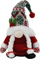 красно-зеленая плюшевая гном-девочка 36см