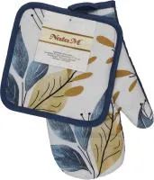 комплект для кухни рукавица 27см прихватка 17х17см коллекция россыпь листьев полиэстер