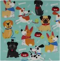 Салфетки бумажные NataM 12шт Размер: 33х33см 2х-слойные столовые Веселые собачки