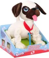 Игрушка мягкая интерактивная Собачка на поводке Мопс