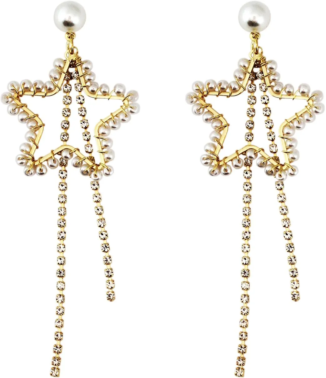 Серьги гвоздики висячие Звезда Цвет: золото