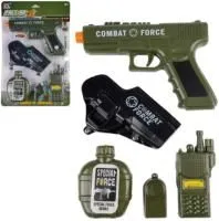 Игровой набор Военный: пистолет, кобура, фляга, свисток, рациия Размер: 35х22х3см