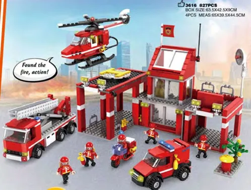 Конструктор COGO Серия Пожарная служба Количество деталей 827шт Размер в упаковке: 42,5х63,5х9см