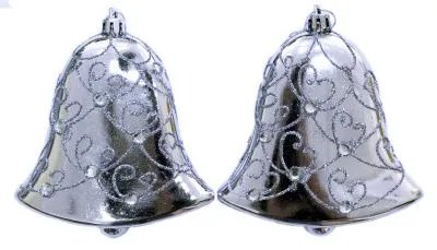 Елочные украшения 2шт d10см Колокольчики  (серебро)