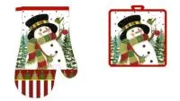 набор для кухни нарядный снеговик рукавица 27см прихватка 17х17см