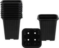 черный квадратный пластиковый горшок для рассады 70х70х80мм