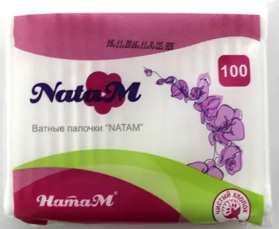 Ватные палочки NataM 100шт пакет (КК белые 05834)