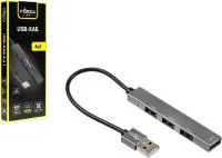 USB-хаб 4 в 1 FORZA 4xUSB 2.0, штекер USB, корпус металлик, пластик