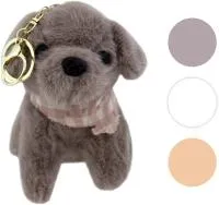 коричневая плюшевая собака в платке 13см