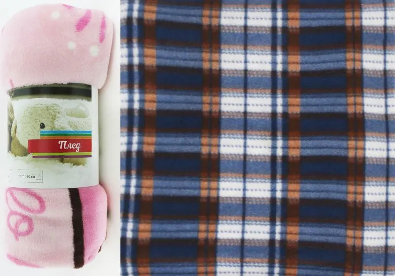 Плед Клетка 180х200см плотность 150гр