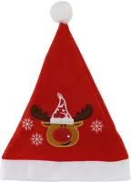 Колпак новогодний Рождественский олень, с вышивкой Размер: 56 Цвет: красный