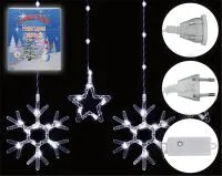 Гирлянда светодиодная НГ Снежинки и звезды 8 реж,Размер: 3м х 60х80см, 160 ламп Цвет: холодный белый
