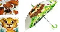 Зонт детский трость полуавтомат прозрачный с животными 3D