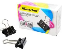 Зажимы для бумаг 19мм 12шт SILWERHOF черный 510014