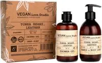 Подарочный набор муж DELTA VEGAN Love,Studio Tonka Beans, Leather: гель д/д 300мл+ мыло 300мл
