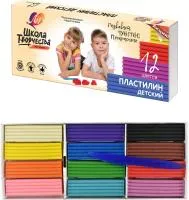 Пластилин 12цв 240г ЛУЧ Школа творчества со стеком