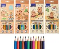 Карандаши цветные 12цв MAZARI шестигранные Капибара 