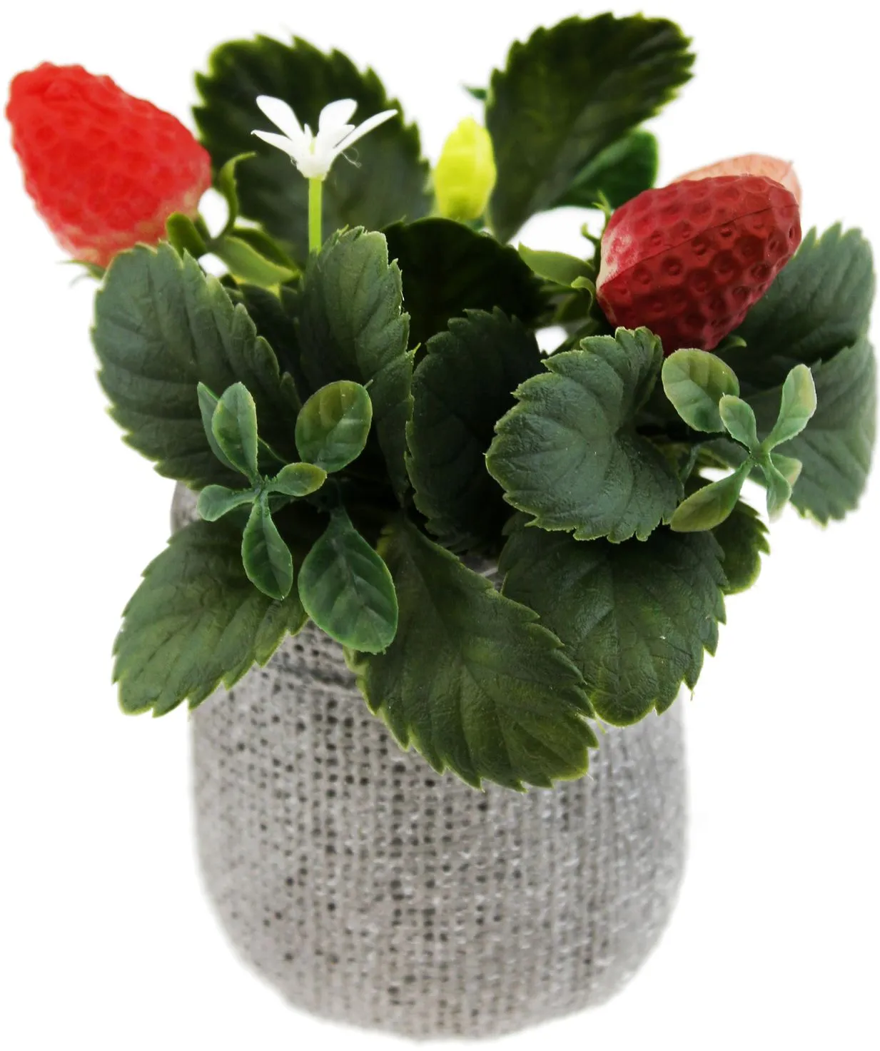 Декоративная клубника в горшке из силикона и пластика 13.5см