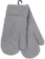 Варежки женские двойные с мехом, цвет светло-серый