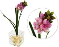 Розовые декоративные цветы гиацинт в стеклянной вазе 22.5см