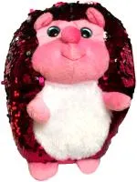 розовый блестящий плюшевый ежик 19см