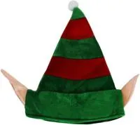 Колпак новогодний 29х36см Эльф с ушами Цвет: красный+зеленый