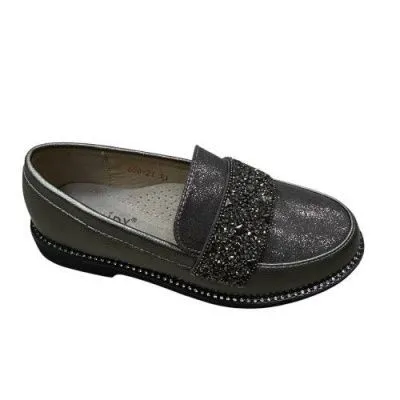 Полуботинки для девочек школьные цвет: серый