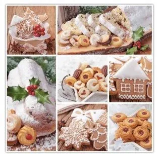 Салфетки бумажные NataM 20шт 22х22см 3-х слойные  (882690 Рождественская выпечка)