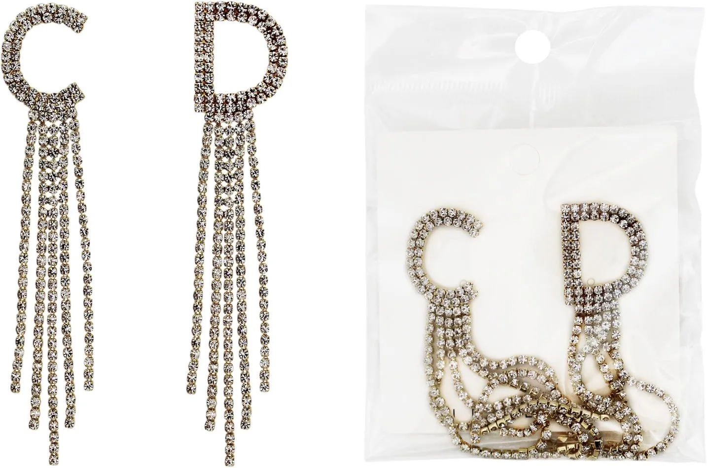 Серьги гвоздики подвески CD Цвет: золото