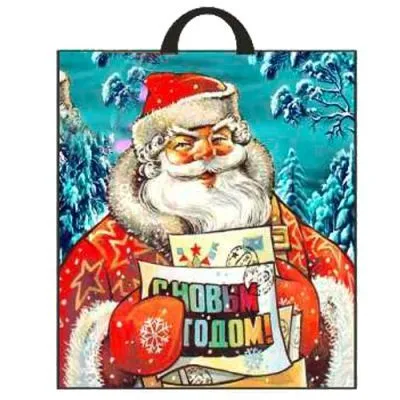 Пакет 38х42см 40мкм 10шт НГ ПНД с петлевой ручкой (Русская зима)