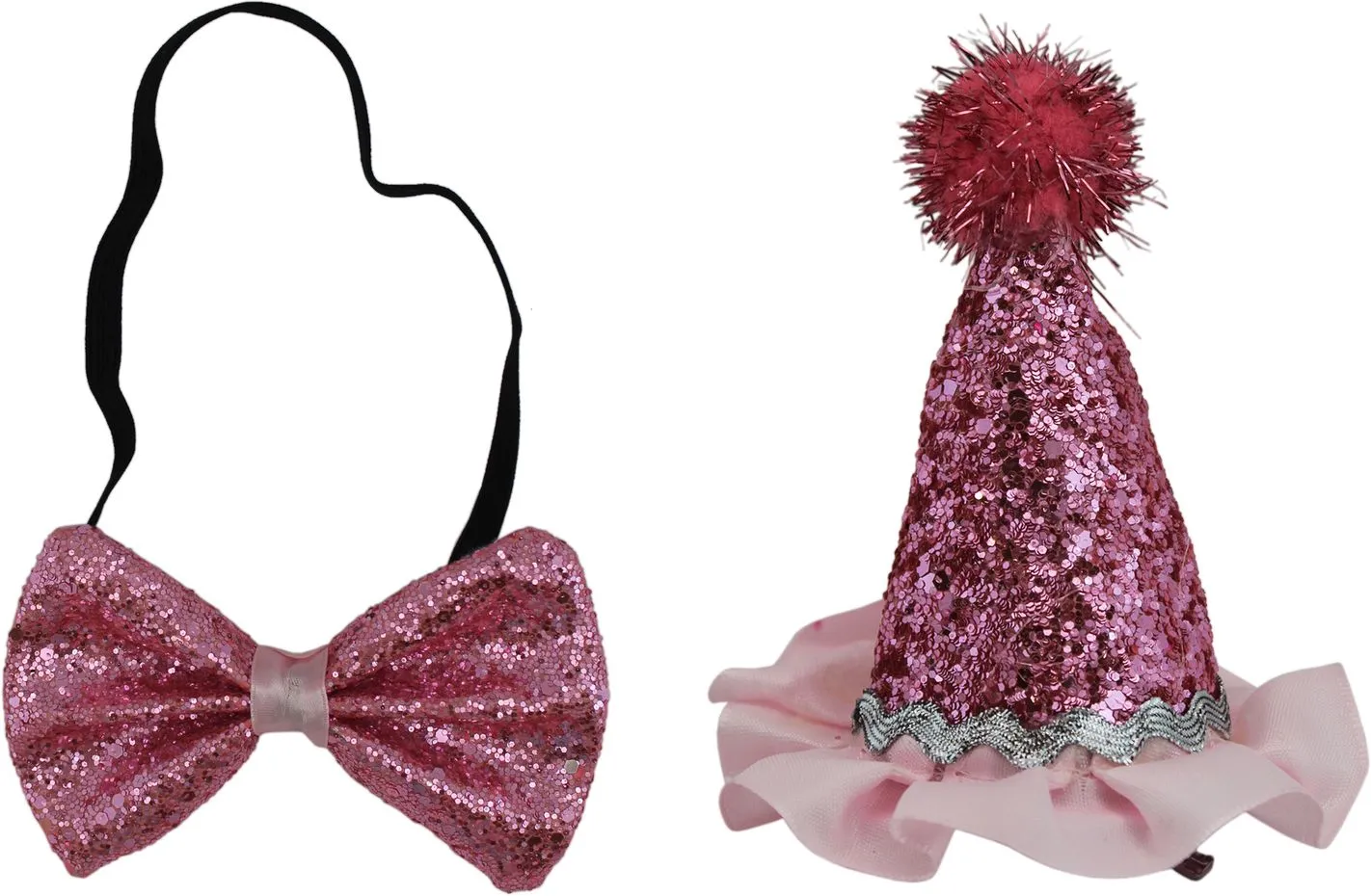 Набор аксессуаров Праздничный колпачок d8.5х10.5см и бабочка 11х7.5см (D цв.розовый)