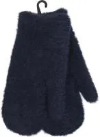 Варежки женские двойные с мехом, цвет темно-синий