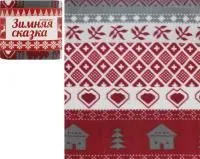 Покрывало постельное декоративное, флисовое Скандинавия 130х150см 160г/м2 ЗИМНЯЯ СКАЗКА красный+сер.