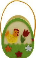 Корзина пасхальная Петушок с тюльпаном 170х140мм, с ручкой, овальная, фетровая