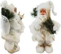 Новогоднее украшение: Дед Мороз с лыжами Цвет: белый Размер: 18х9х33см