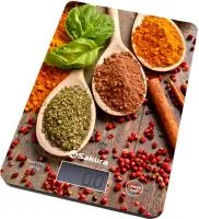 Весы кухонные SAKURA до 8кг электронные Специи темное дерево