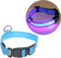 Ошейник для собак средних пород Бро видно р.M с подсветкой и кольцом для жетона Цвет: голубой