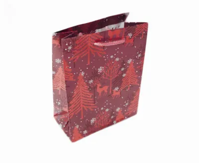 Пакет подарочный 11.5х6х16см Зимний лес (GB30817-5 цвет: красный)