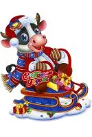 Картина новогодняя 26х21,5см Бычок на санях