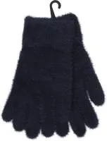 Перчатки женские пушистые, цвет темно-синий
