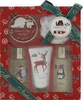 Набор для душа и ванны NataM Зимняя сказка с ароматом теплой ванили и цветущего лайма 5 предметов 